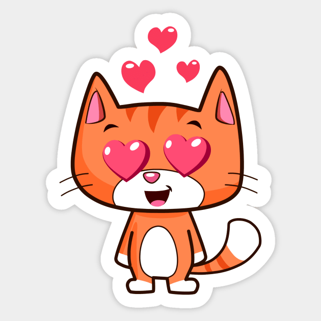 Orange Kitty Cat in Love Sticker by CeeGunn